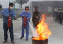 湖北生產基地園區消防中隊來到千川木門，進行了一場消防模擬演練