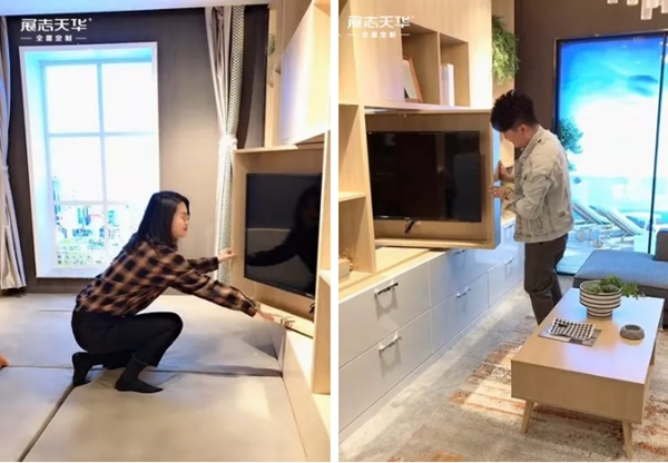 展志天華木門：可以360度旋轉的電視柜！