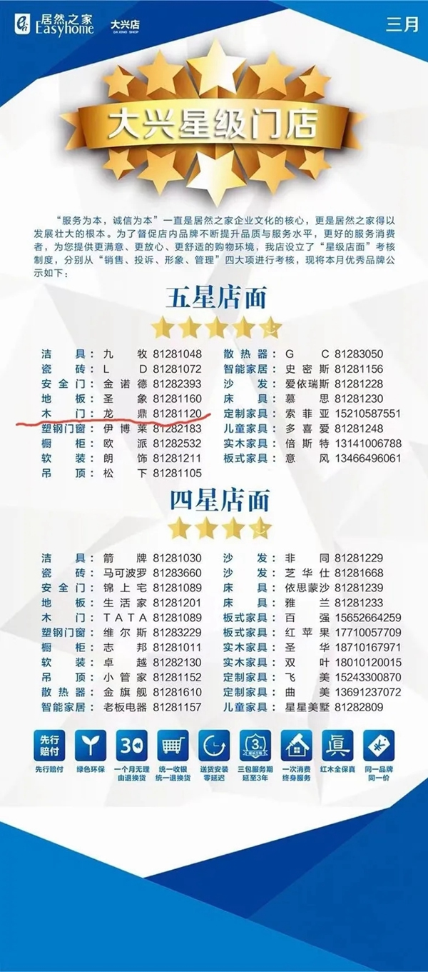 龍鼎天著北京北四環店大興店榮獲三月份居然裝飾 五星級合作品牌