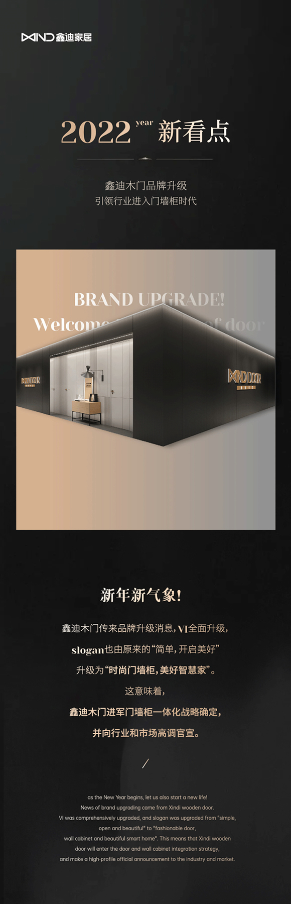 鑫迪木門 | 2022新看點，鑫迪木門品牌升級，引領行業進入門墻柜時代