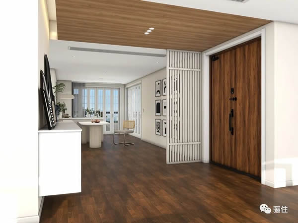 驪住木門|玄關緊鄰餐廳，怎么讓這兩個空間完美過渡？