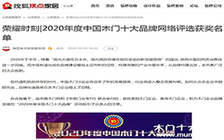 搜狐焦點家居專題報導2020年度中國木門十大品牌網絡評選名單