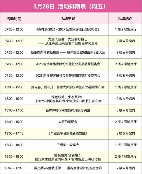 展會(huì)同期活動(dòng)② | 戰(zhàn)略轉(zhuǎn)型、渠道進(jìn)化、技術(shù)變革...50+論壇活動(dòng)，洞見2025 家居商機(jī)